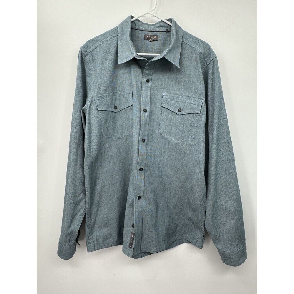 Toad&Co XL Slim Fit Button Down Shirt Mens Blue Grey Recycled Cotton Blend‎
